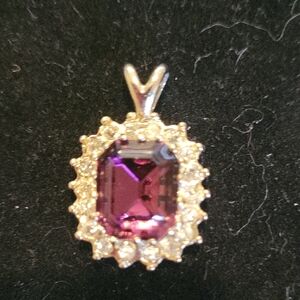 Purple Gemstone Halo Pendant
